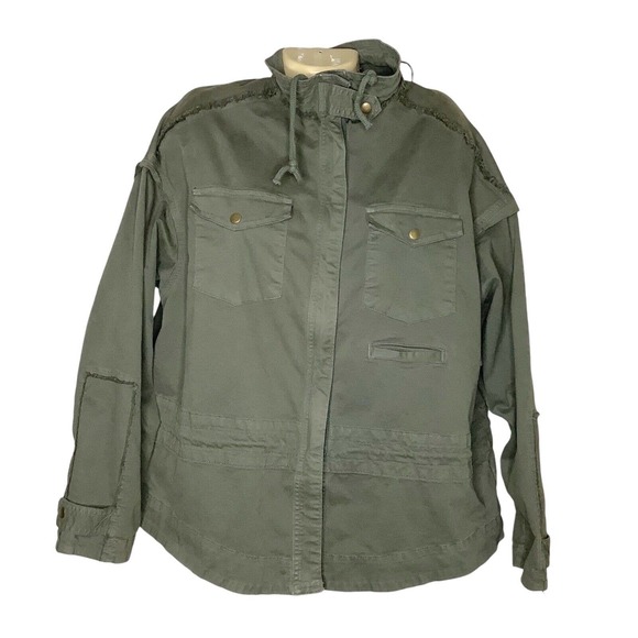McGuire Denim Jacket Womens Medium Green Military Army Utility Oversized Canvas - Picture 1 of 10